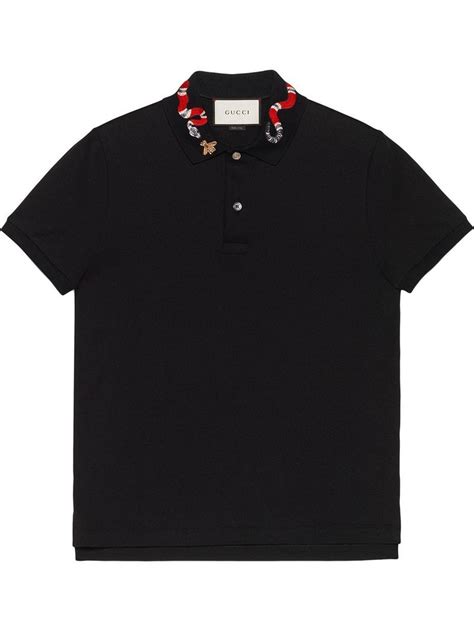 gucci cotton polo with snake embroidery replica|Gucci polo shirts for men.